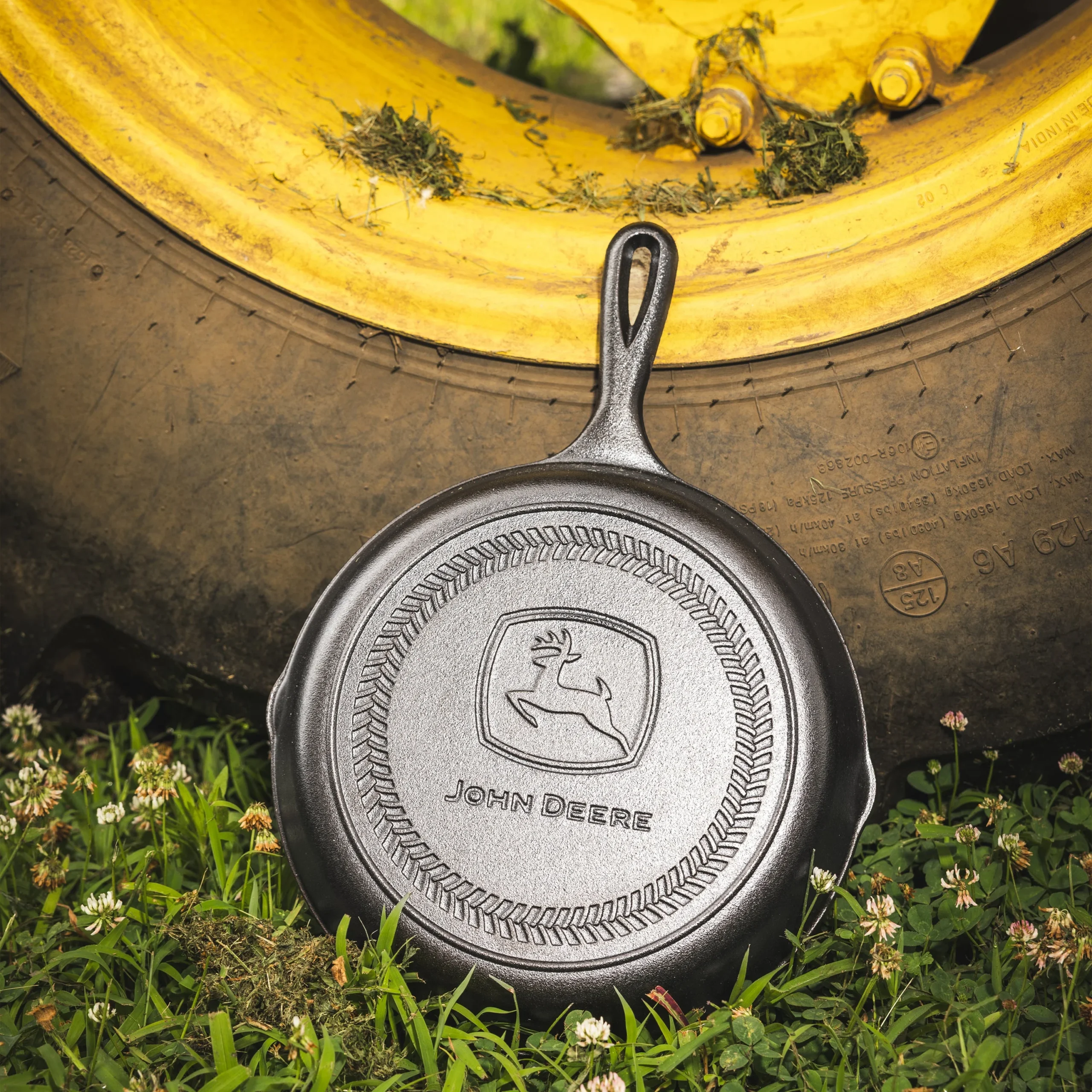 10.25 Inch Seasoned Cast Iron Skillet, John Deere Logo - Image 2