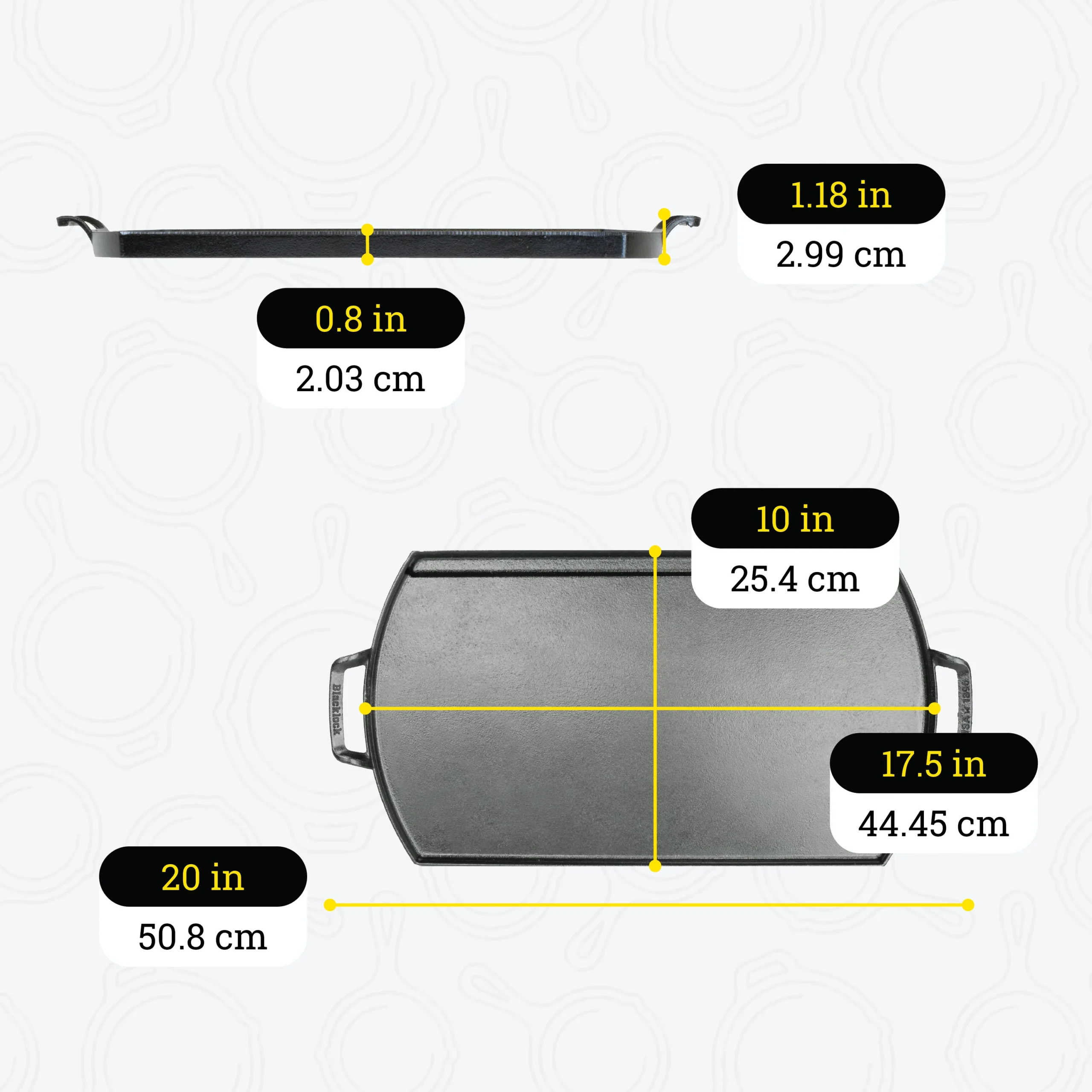 Blacklock Lightweight Cast Iron Double Burner Griddle - Image 7