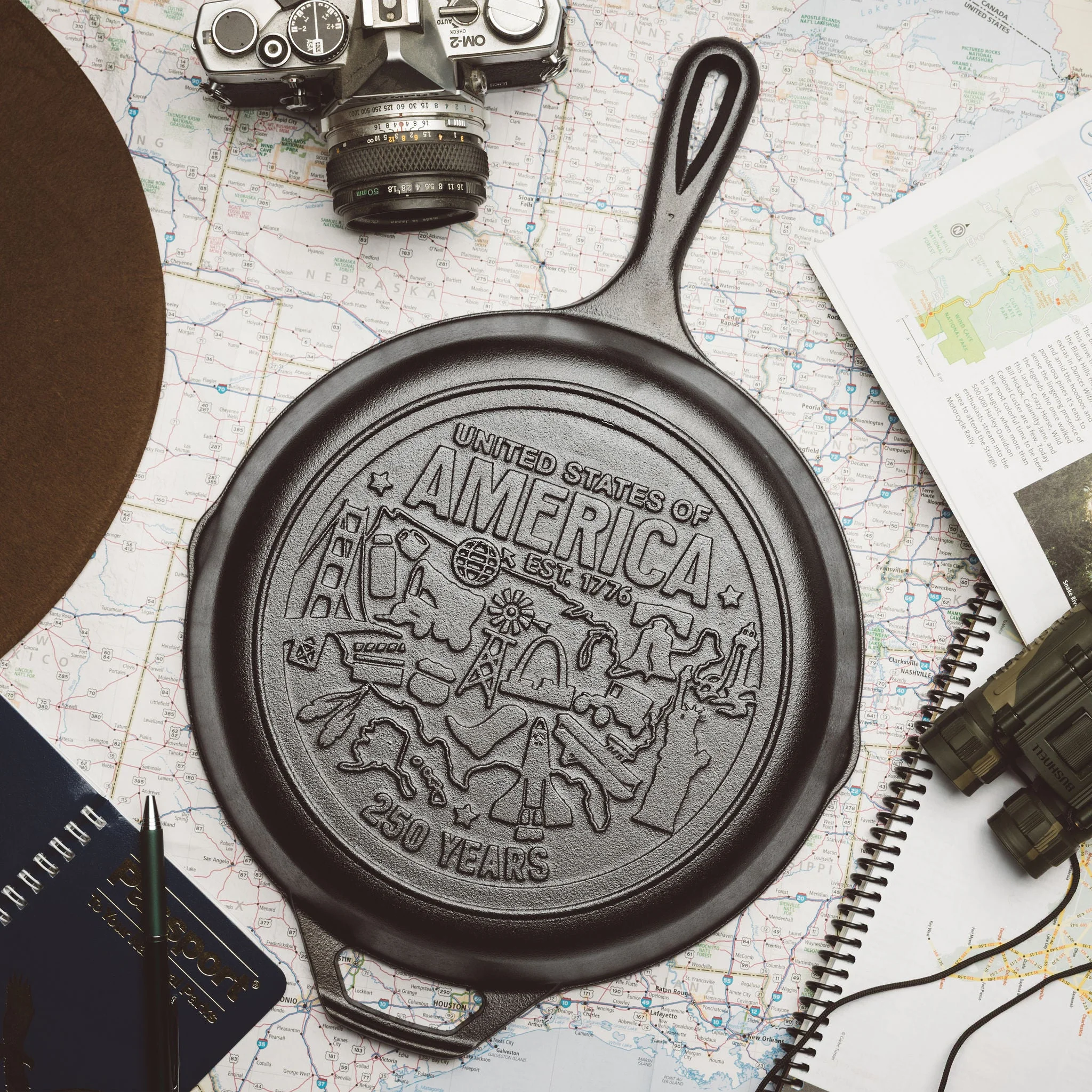 Lodge 10.25 Inch Seasoned Cast Iron Skillet, USA Icons - Image 2